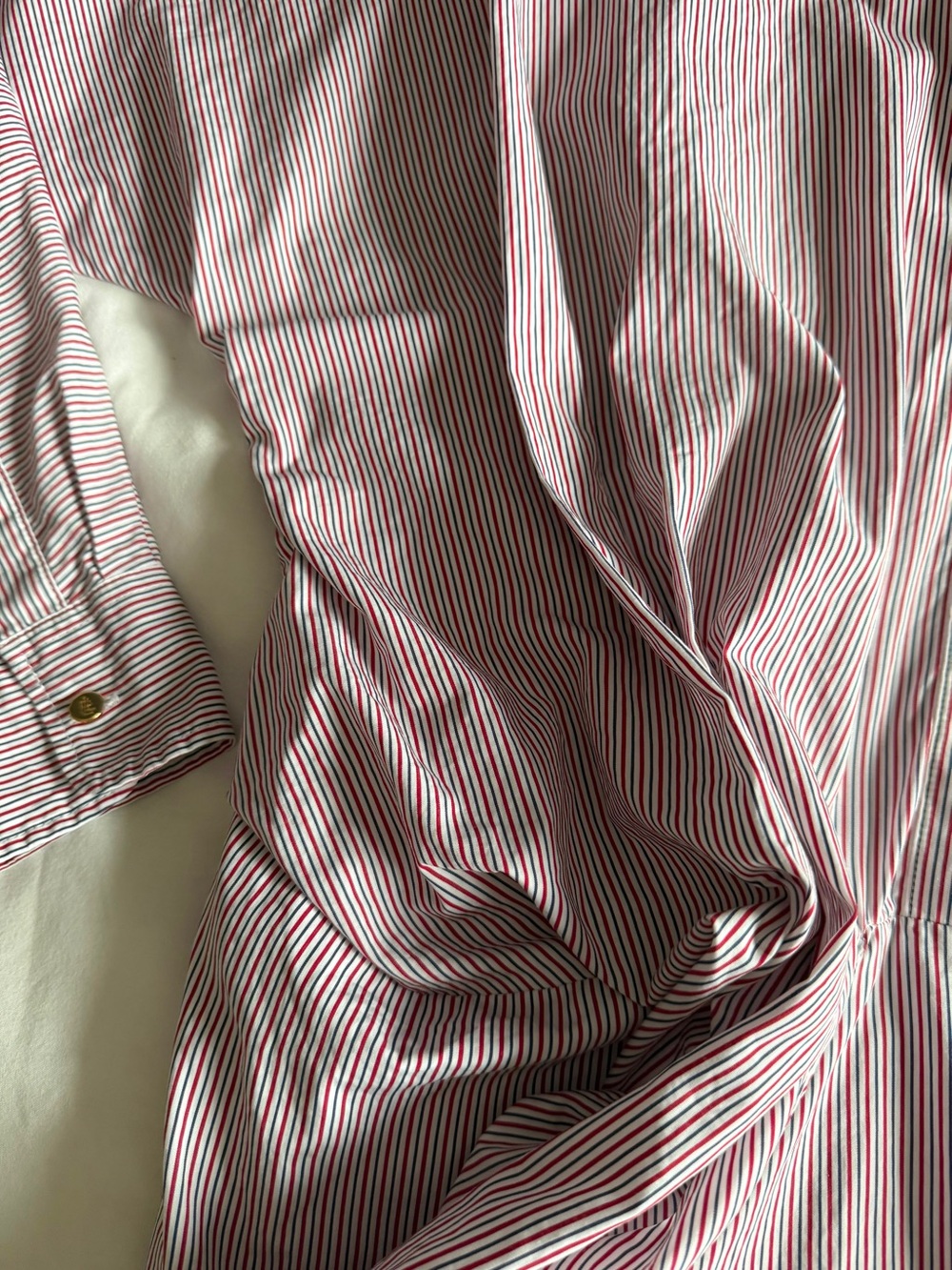 Lauren Ralph Lauren Striped Tie Waist Blouse Cotton White Red Blue M - Picture 9 of 9
